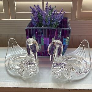 Acrylic Pair of Swans, Soap Dishes, Trinket Holders, Hand Towel Rests.
